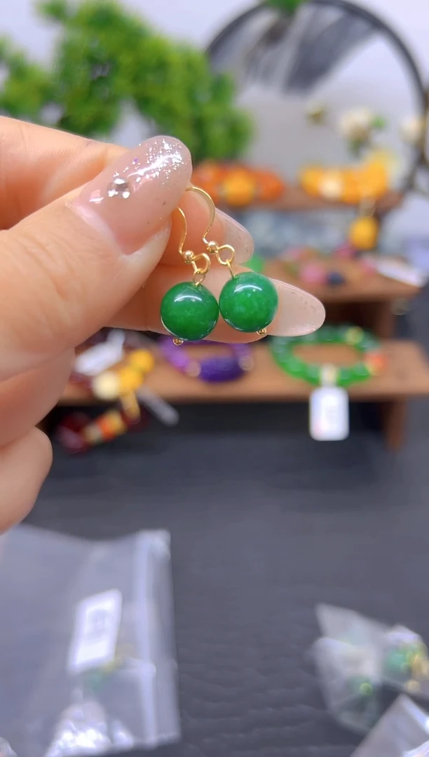 【闪购商品】翡翠耳饰14K金镶嵌耳饰E11