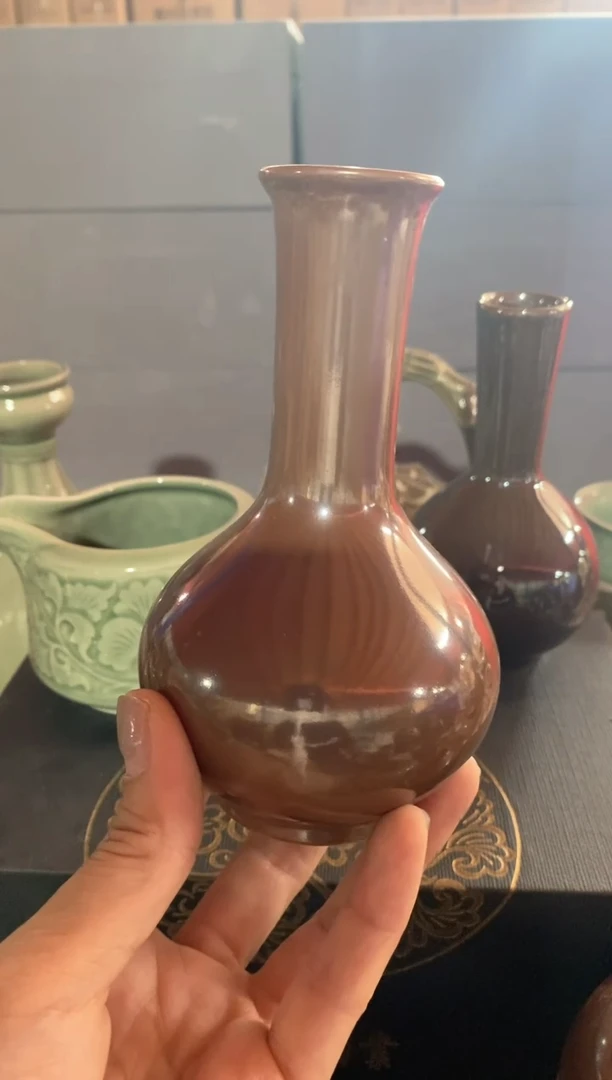 瓷片【釉色不挑】紫金釉翻口花插 一个