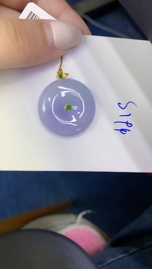 颈饰18K金镶嵌翡翠缅甸天然翡翠A货