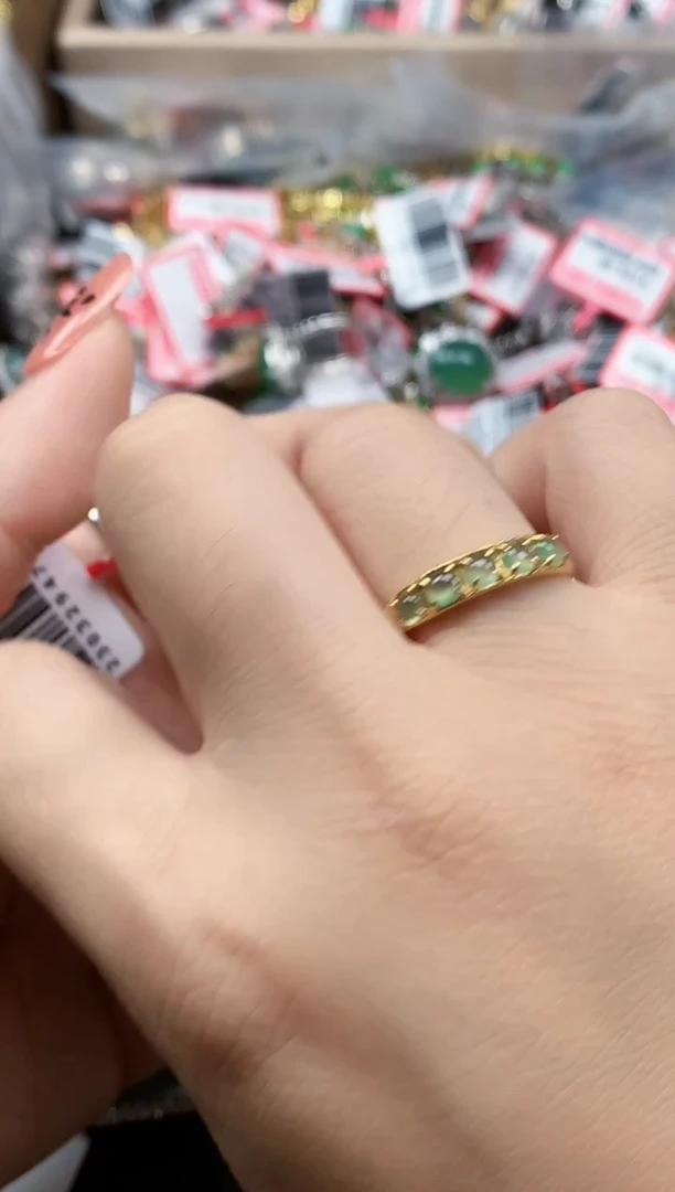 银S925镶嵌戒指翡翠天然A货缅甸翡翠