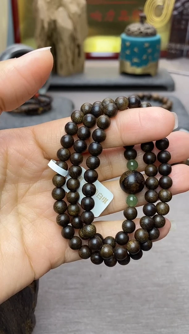 【闪购商品】沉香手串顺化紫棋06+留疤白棋1.2三圈沉水设计