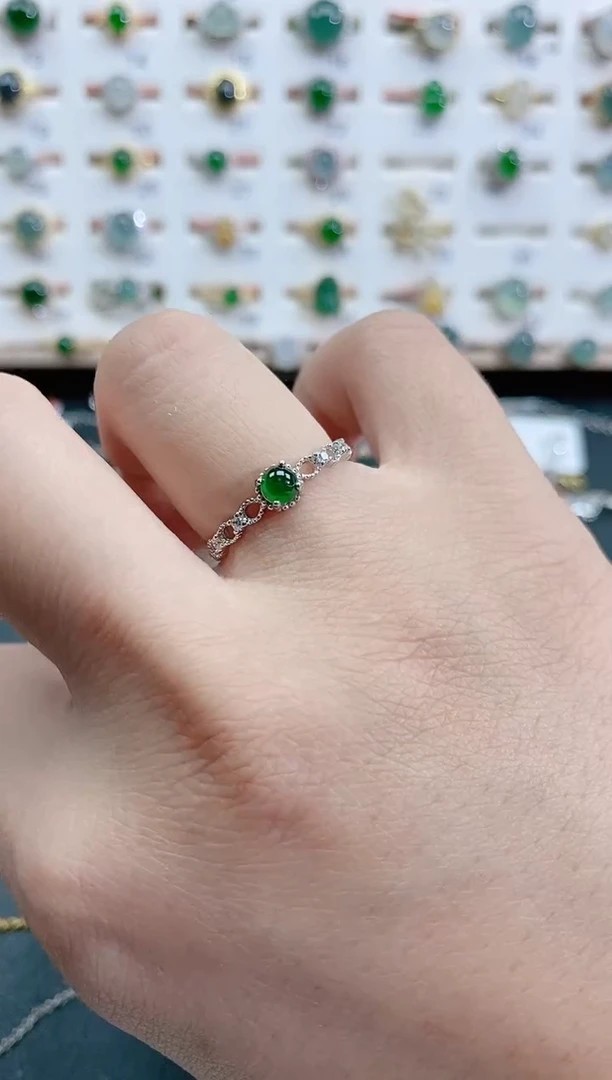 银S925镶嵌戒指翡翠天然翡翠