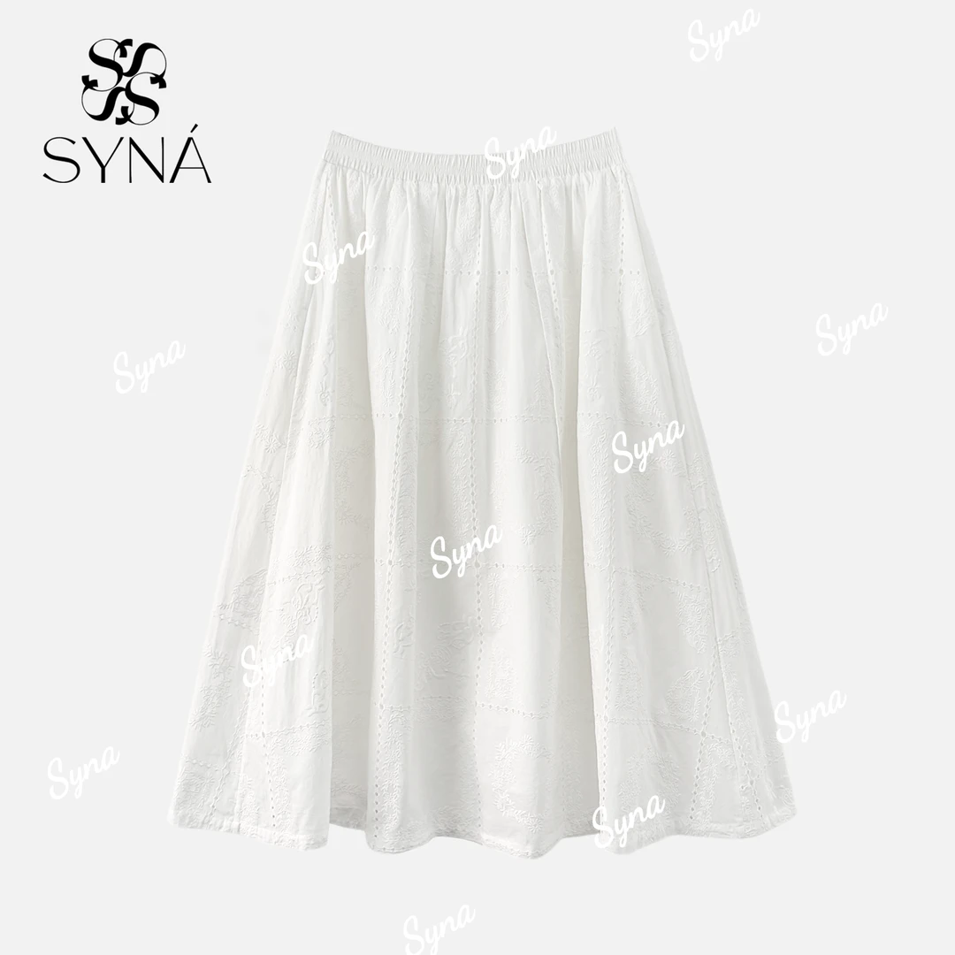 syna苒苒法式浪漫松紧腰A字半裙