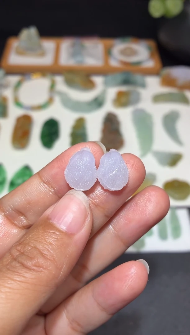 未镶嵌定制翡翠小白菜一对