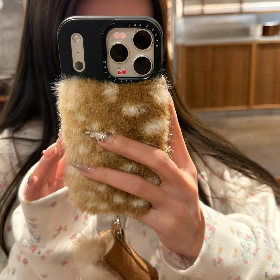 【小王子专属】美拉德棕色毛绒适用苹果17promax轻奢手机壳iphone16