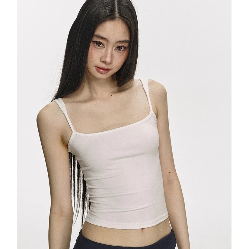 anna aneae白色针织小吊带背心女夏季2025前后两穿百搭修身上衣潮