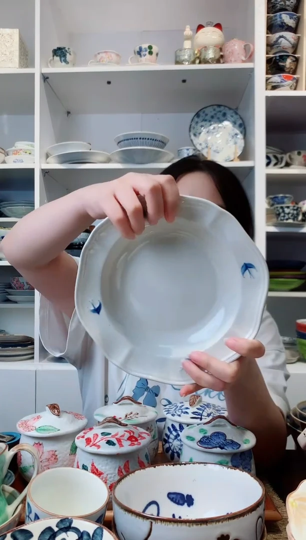 陶瓷【孤品】燕子大深盘