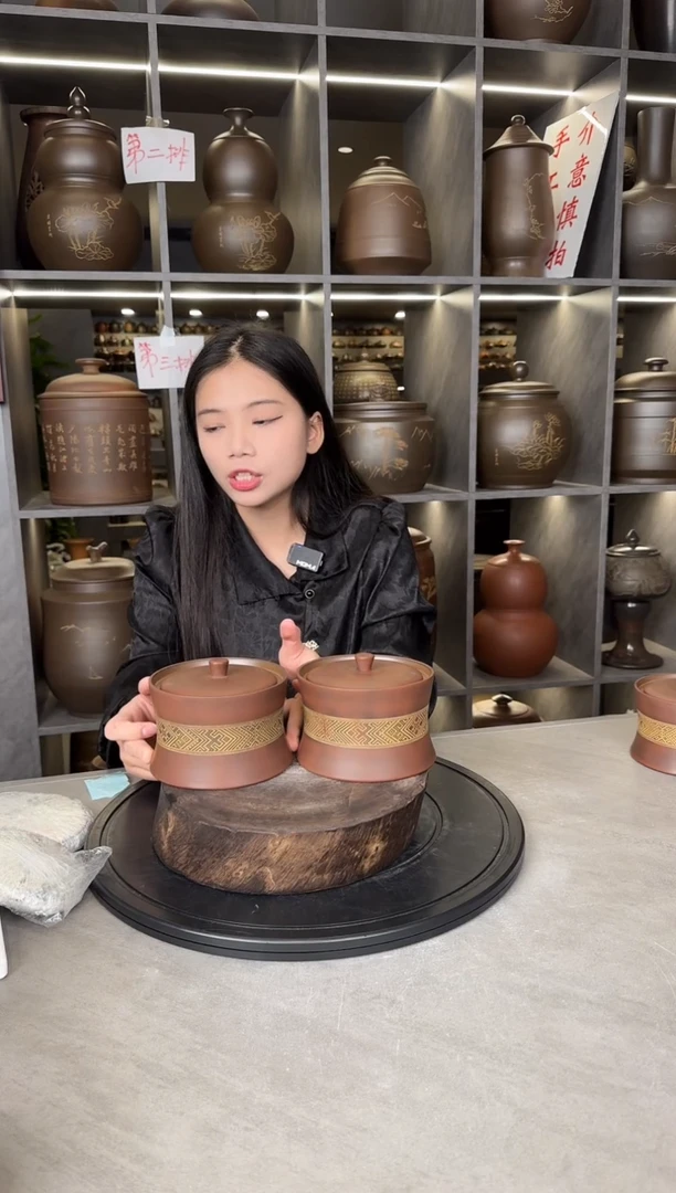 【闪购商品】罐本陶手作坭兴陶200克铜鼓罐手工痕迹一对