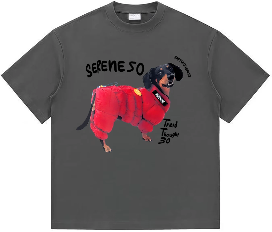 【腊肠狗】300g重磅纯棉T恤宽松百搭休闲印花美式潮流短袖圆领