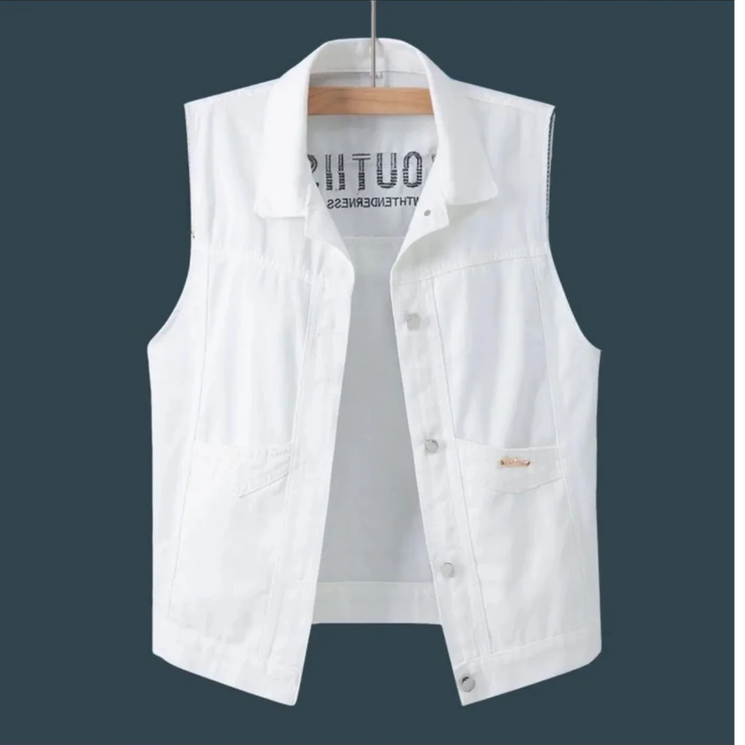 夏季短款背心上衣刺绣白色牛仔马甲短外套春夏装外套洋气新款