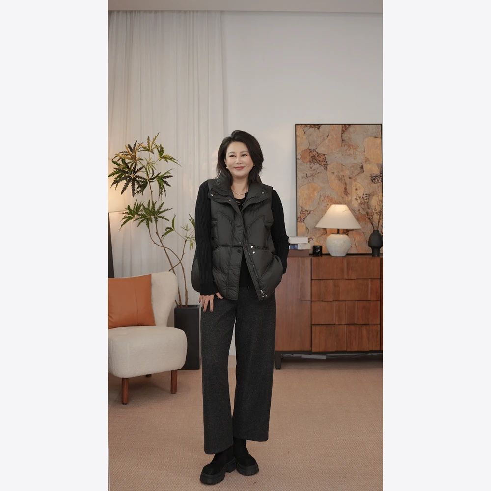 微胖女装【小暖炉】50白鸭绒马甲女款外穿百搭无袖马夹秋冬9908