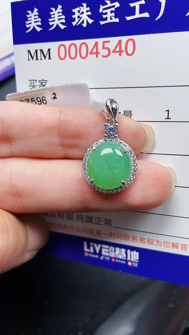 颈饰银S925镶嵌翡翠45040