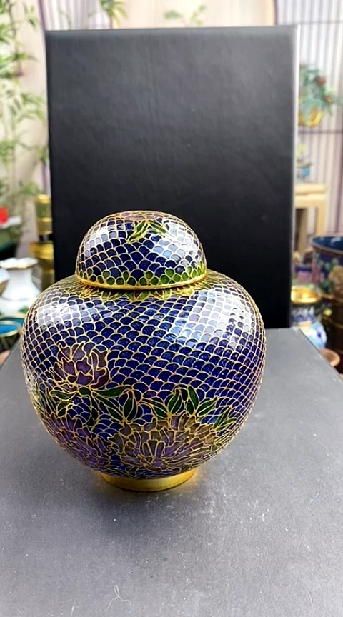 【闪购商品】非遗技艺 景泰蓝脱胎罐宝蓝色