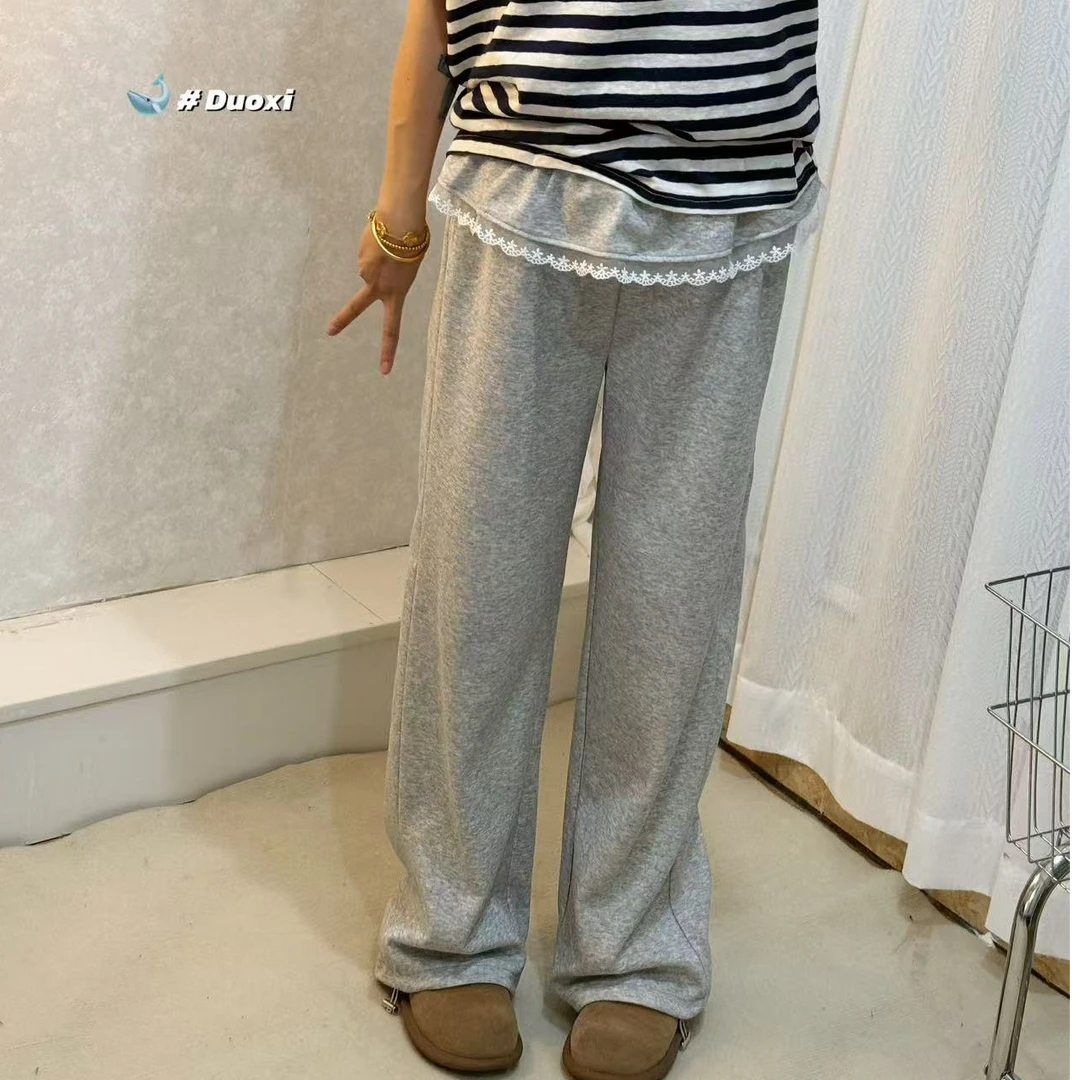 [多囍]微胖定制2025春新款百搭大码裙摆卫裤宽松显瘦