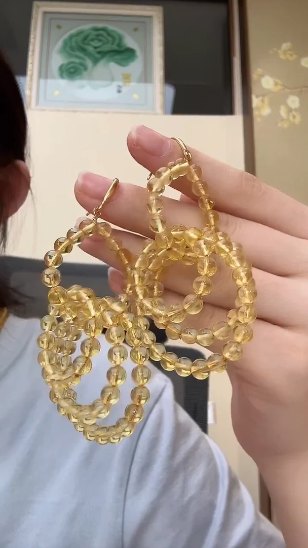 琥珀颈饰未镶嵌耳环