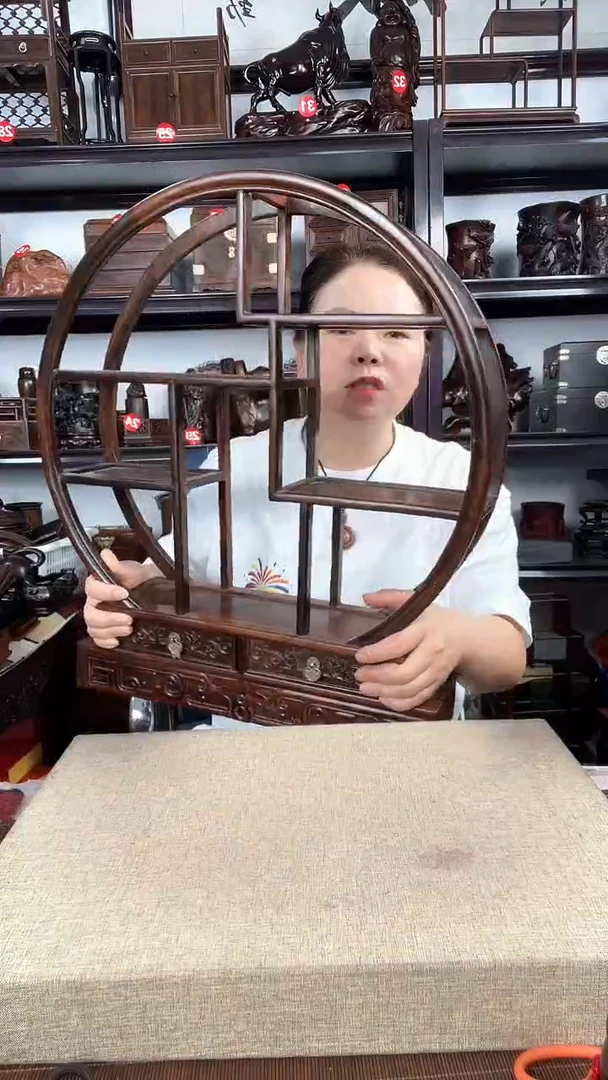 木圆形博古架老李红木店工艺品