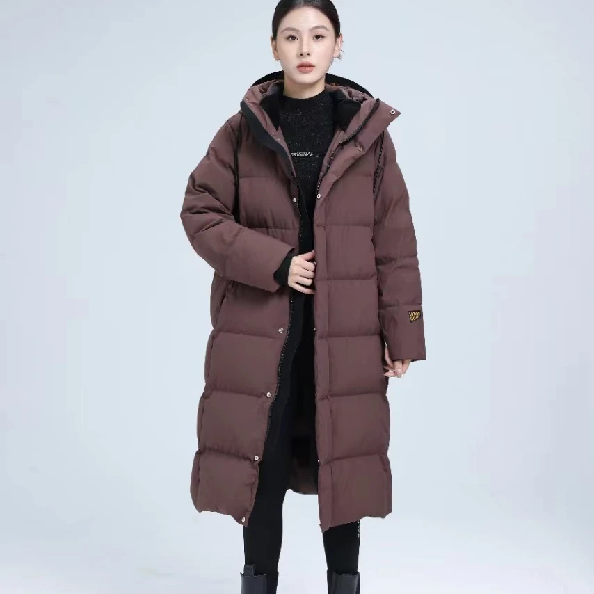 磊哥专属白鹅绒系列羽绒服女款时尚休闲女士连帽中长款保暖羽绒服