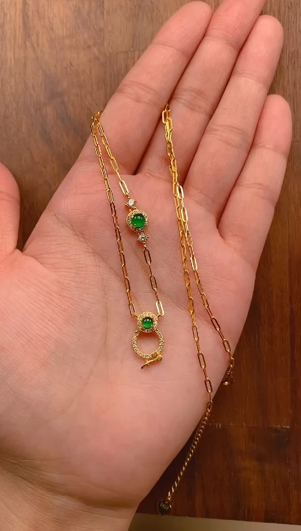 【闪购商品】翡翠项链银S925镶嵌蛋面项链