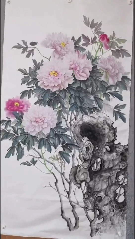 国画大六尺牡丹作品