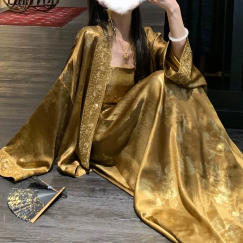 【鎏金蝶影】新中式斜襟外套吊带连衣裙