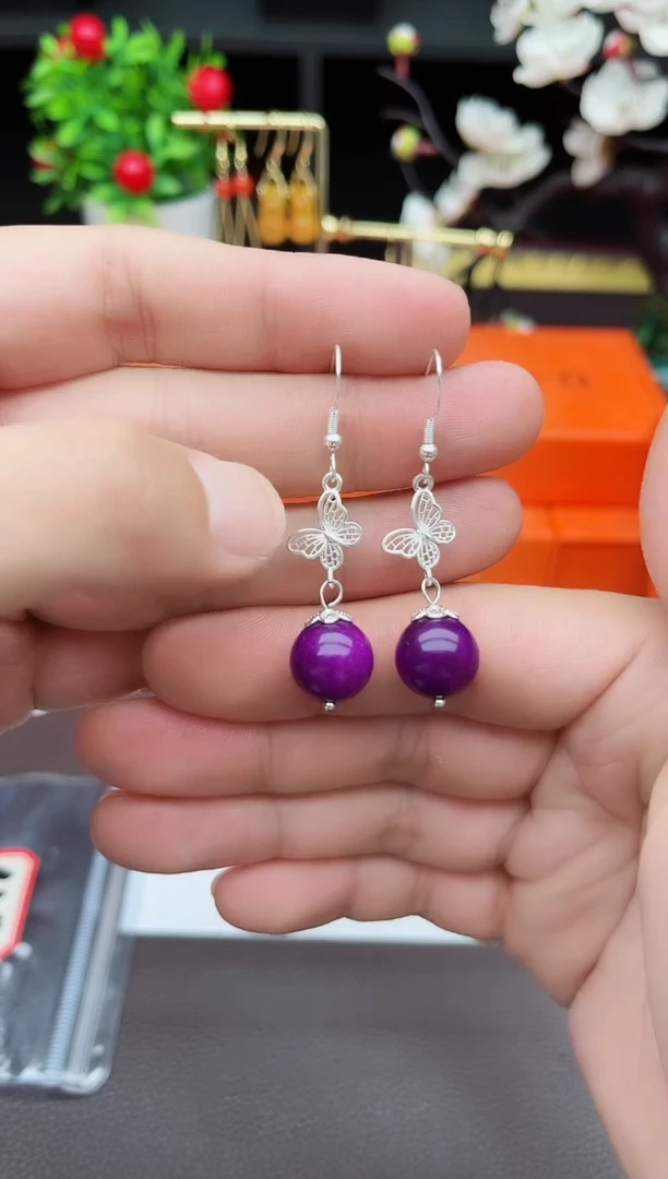 玛瑙/玉髓耳饰银S925镶嵌414000