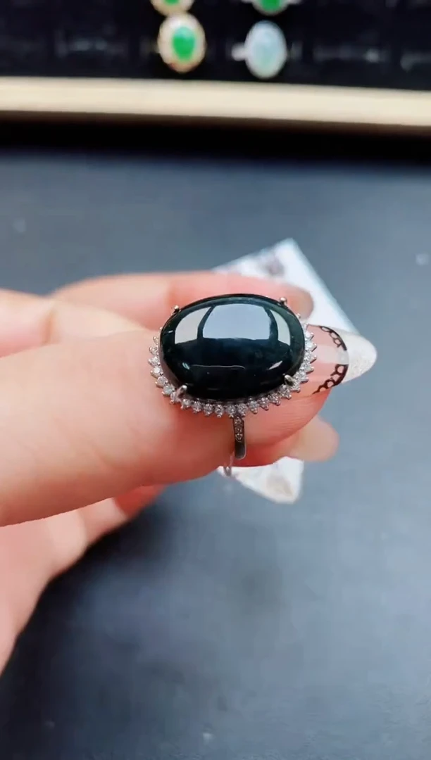 翡翠戒指银S925镶嵌50000