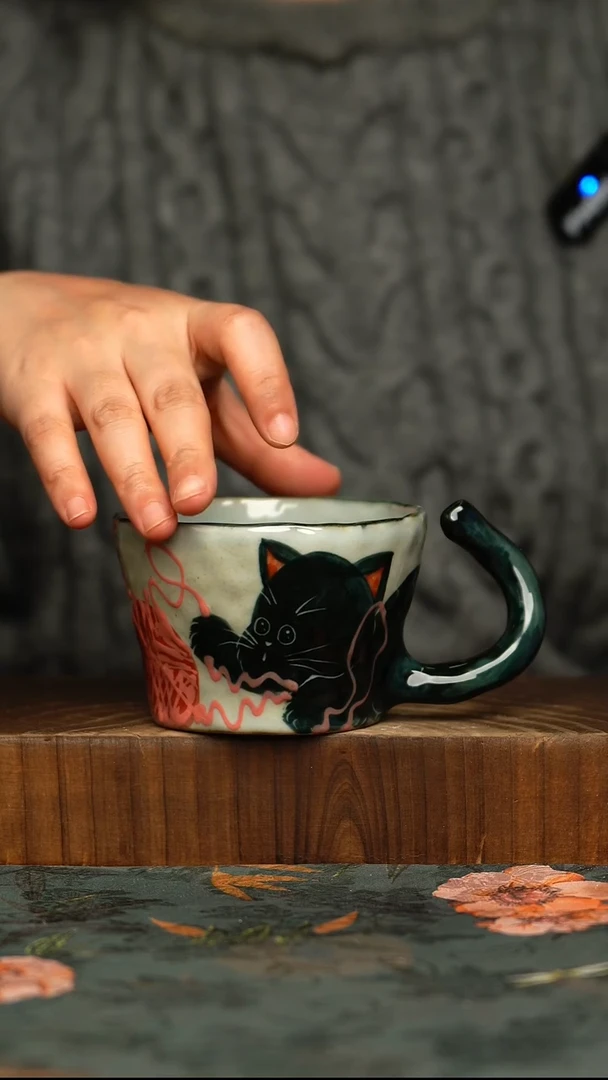 杯釉下彩手工手绘同款陶器