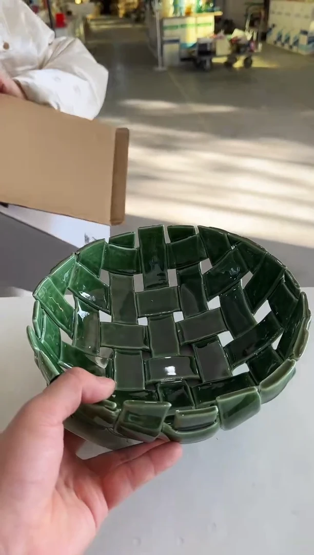 YS-陶瓷编织翡翠绿果盘
