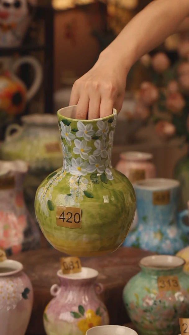 陶瓷420景德镇设计师手作花器摆件侘寂风
