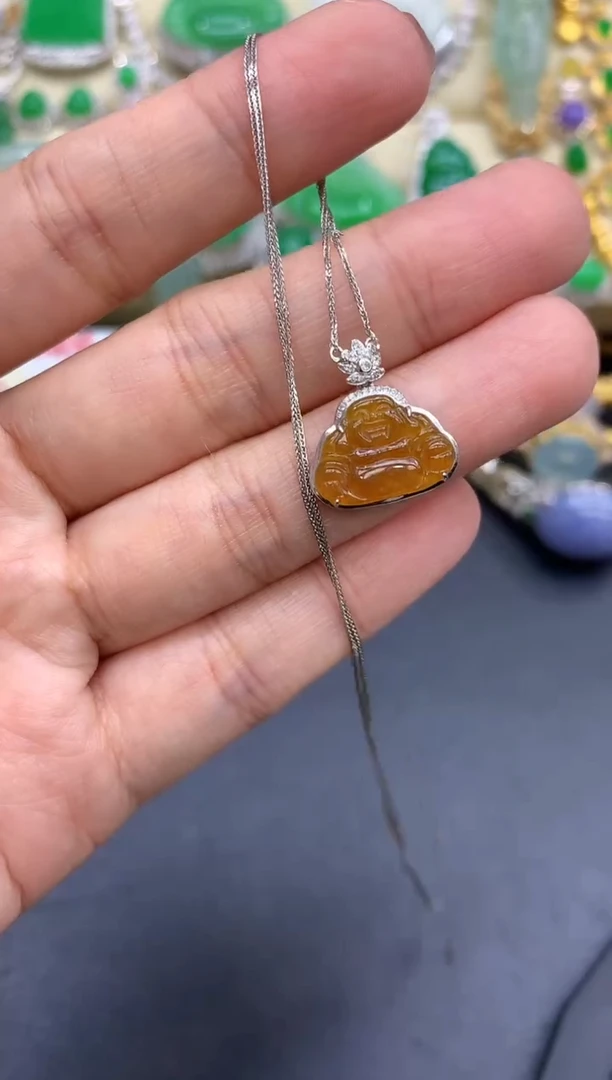 颈饰18K金镶嵌翡翠194-中国好珍宝