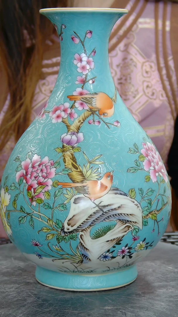 瓶粉彩花卉纹玉壶春瓶#B0034#