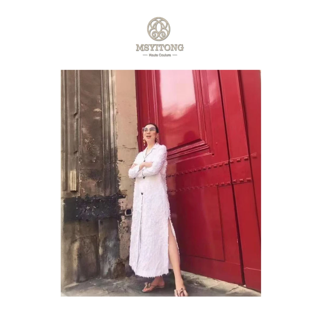 【MSYITONG甄选】法式睡衣外穿白色流苏长款连衣裙