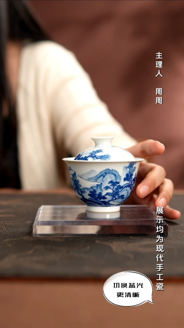 华山拙隐 国画青花