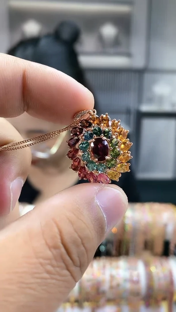 银S925镶嵌吊坠碧玺1611511551165