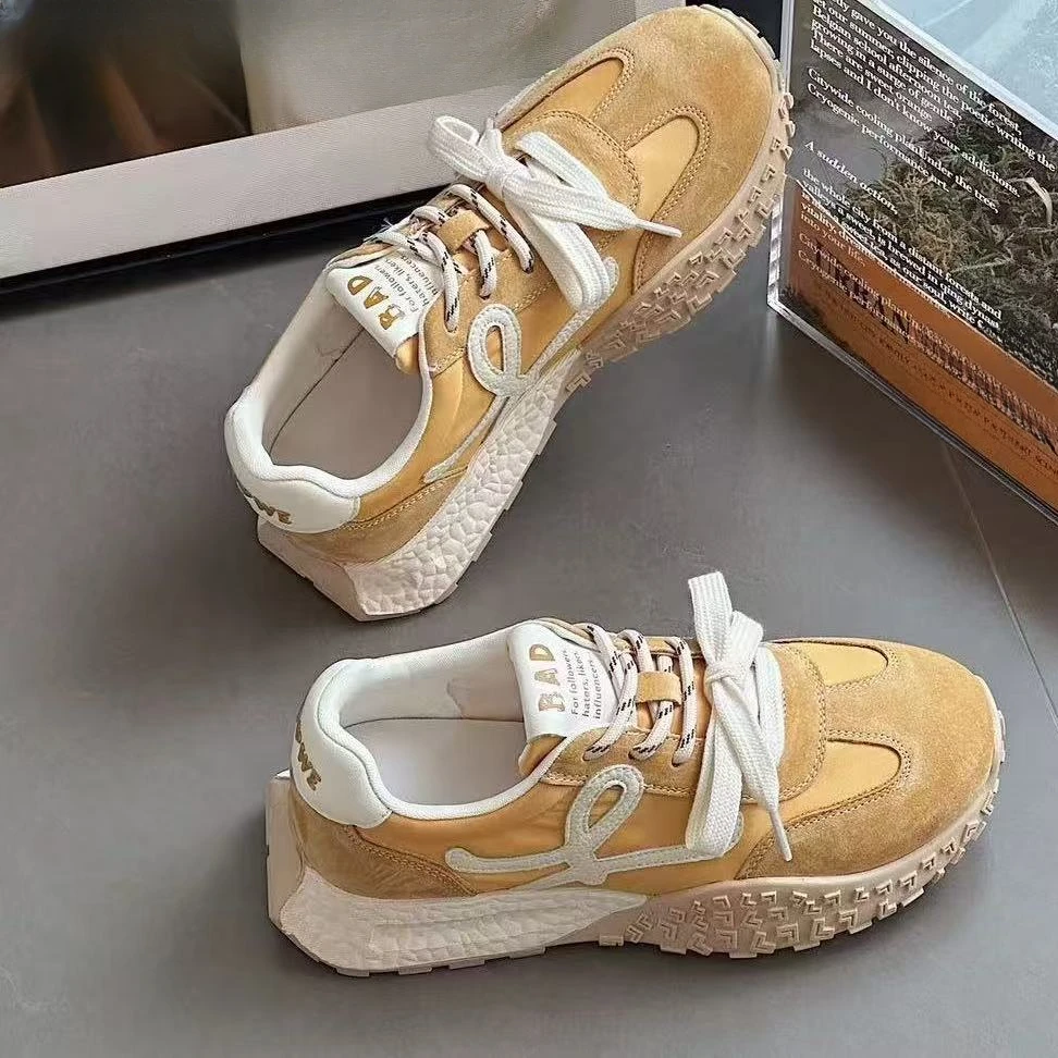 230 丽丽--厚底德训鞋女2025夏季复古新款轻便休闲运动鞋