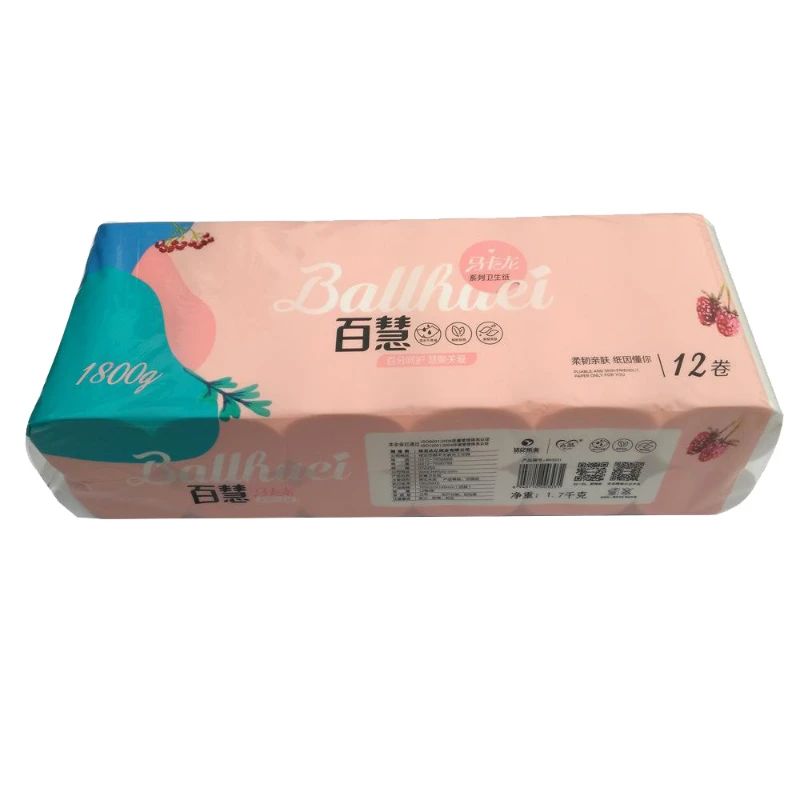 【纸巾】百慧喷浆马卡龙系列卫生纸1800g（提）