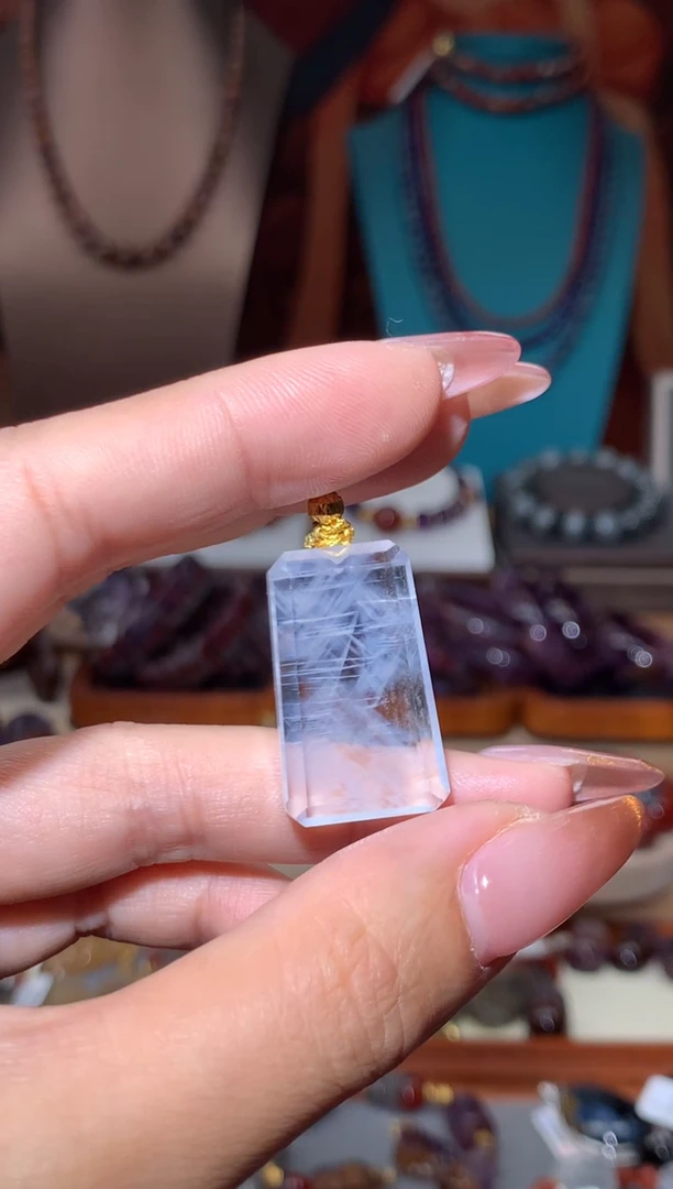 未镶嵌珠宝半成品水晶蓝针无事牌吊坠多样性发其1