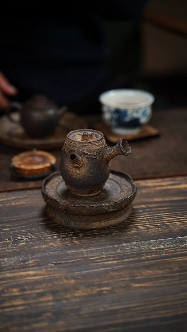 全手工制作  南蛮  橄榄 侧把壶  110cc