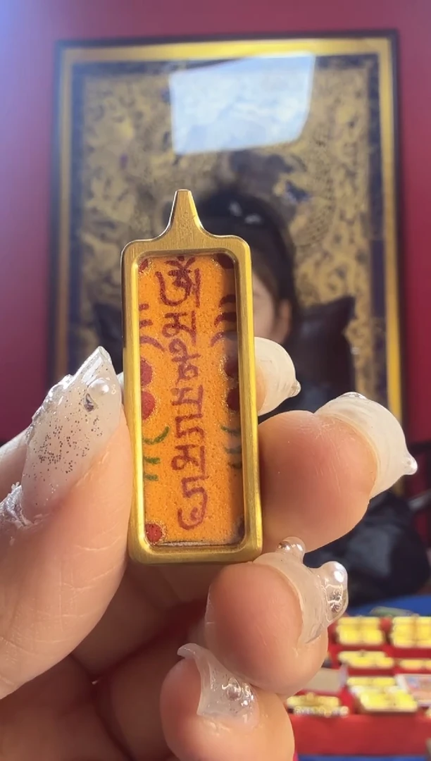 吊坠黄cc心里话-热贡纯手绘唐卡