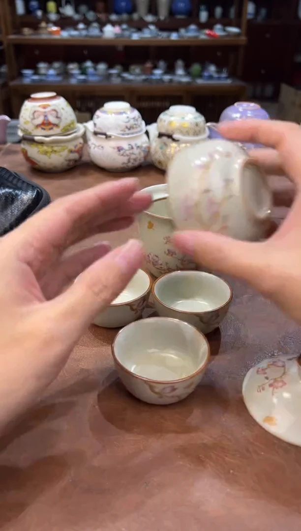 真的很便宜超好看会开片的旅行茶具