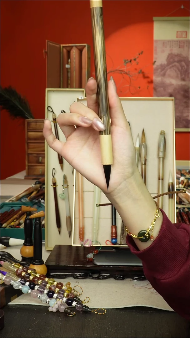 284号闪孤品高货毛笔链接 清水试笔 蘸墨不退