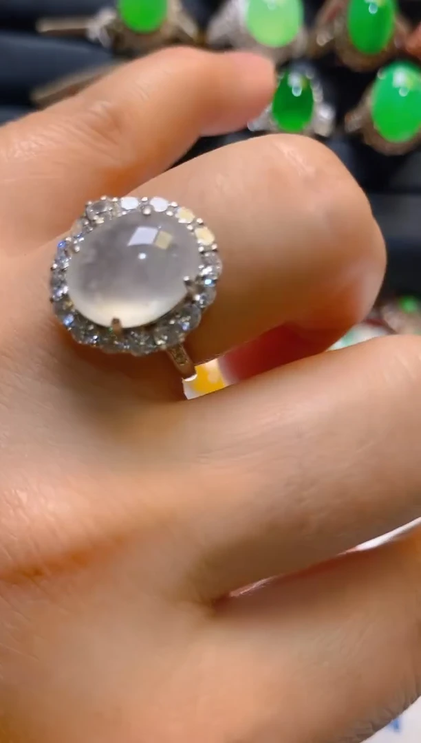 【闪购商品】翡翠耳饰银S925镶嵌天然A货翡翠1