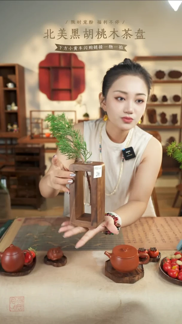 北美黑胡桃木绿植架206