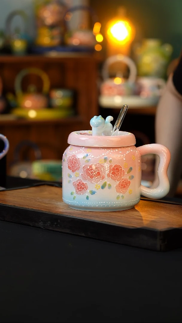 杯手绘心瓷陶瓷浮力