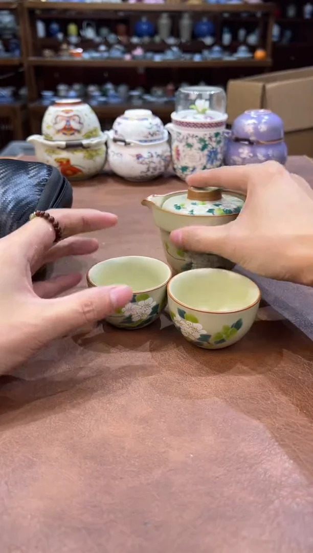 真的很便宜超好看会开片的旅行茶具