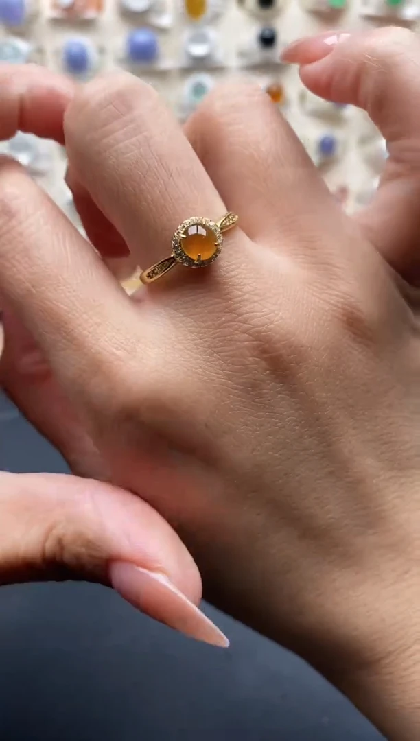 银S925镶嵌戒指翡翠缅甸翡翠   1   1+