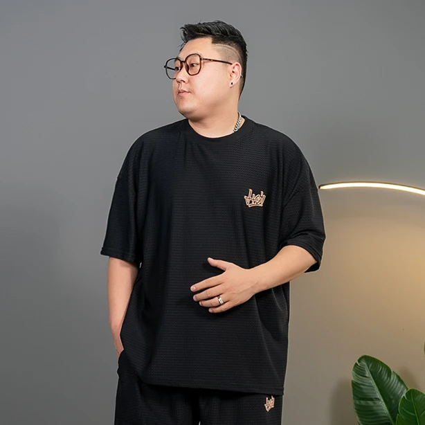 【冰丝短袖】夏季高弹薄款T恤大码男加肥加大宽松胖子上衣PB4208919