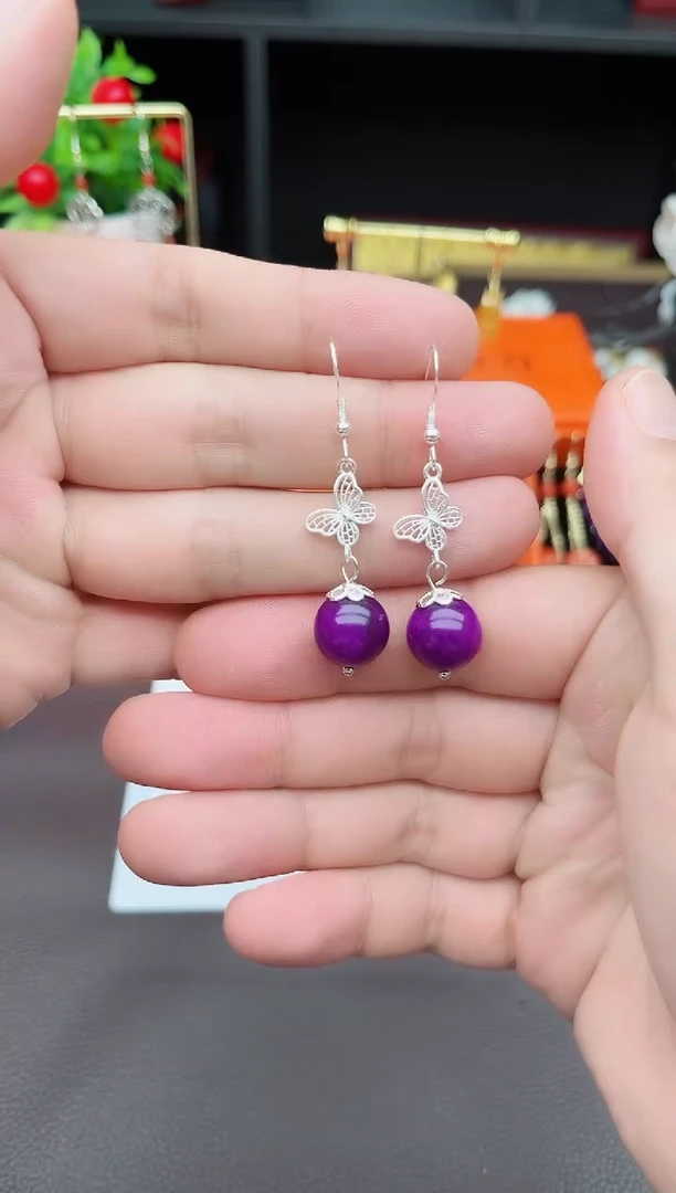 玛瑙/玉髓耳饰银S925镶嵌414000