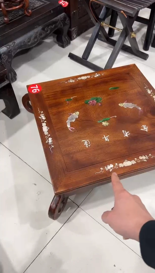 北*哥花梨木连年有余小方桌