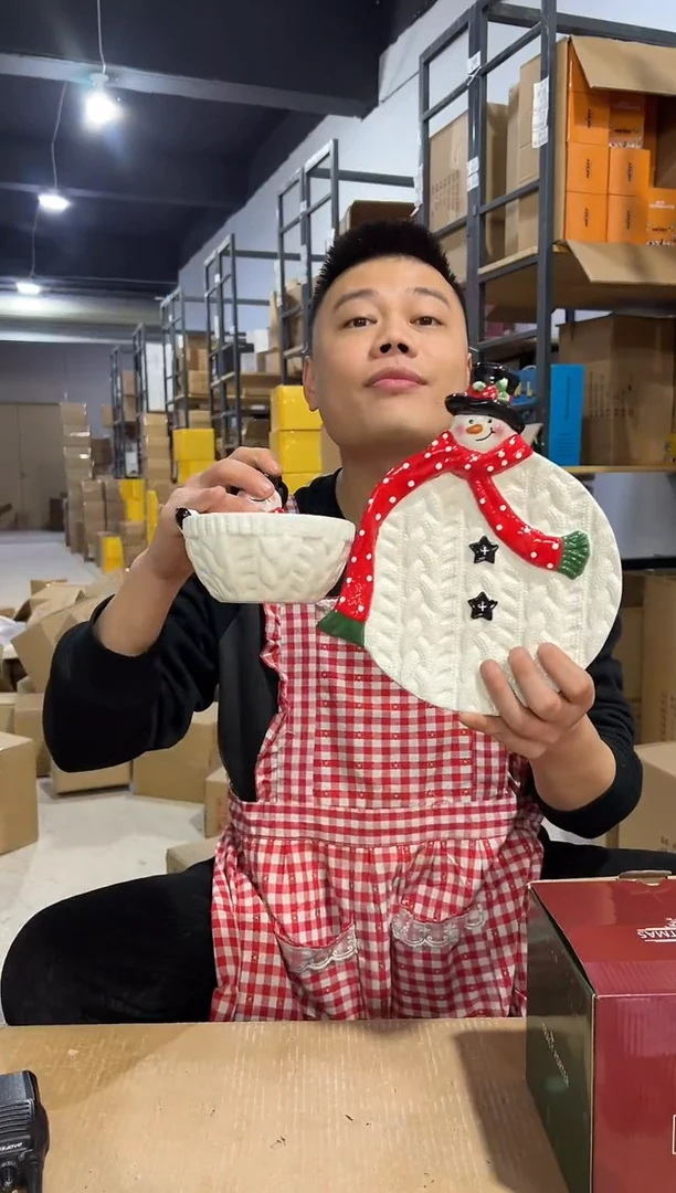 【闪购商品】杯原盒雪人碗加特雷西原盒雪人盘子2件套